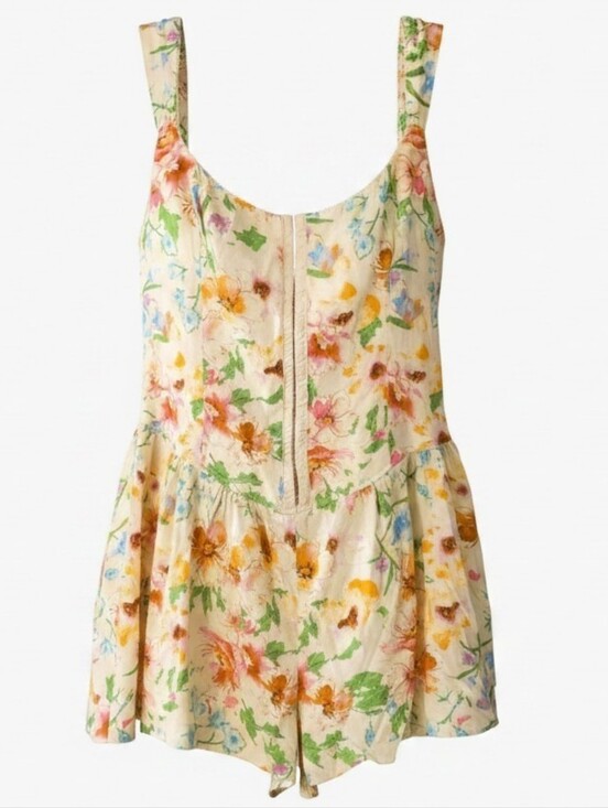 wild fable Pants - wild fable Pastel Floral Romper w/Hook & Eye Closure For Corset Bodice Size XL